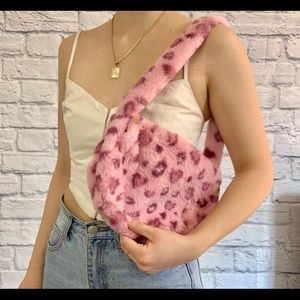 Y2K Fluffy Bag Fur Bag Leopard Print Bag Shoulder